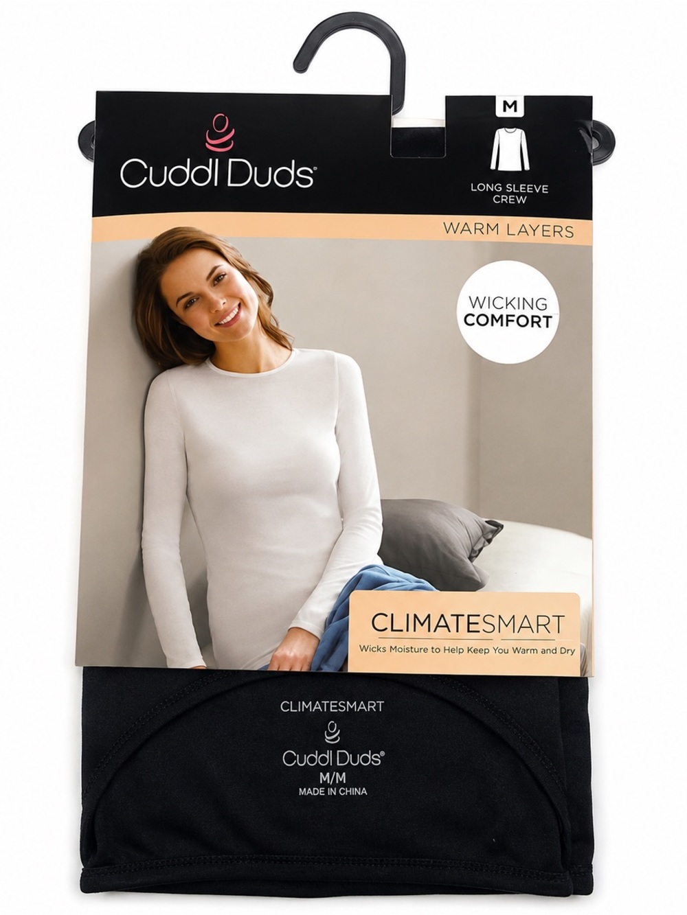 NIP Cuddl Duds ClimateSmart Warm Layer Crew Top Black Medium Moisture Wick